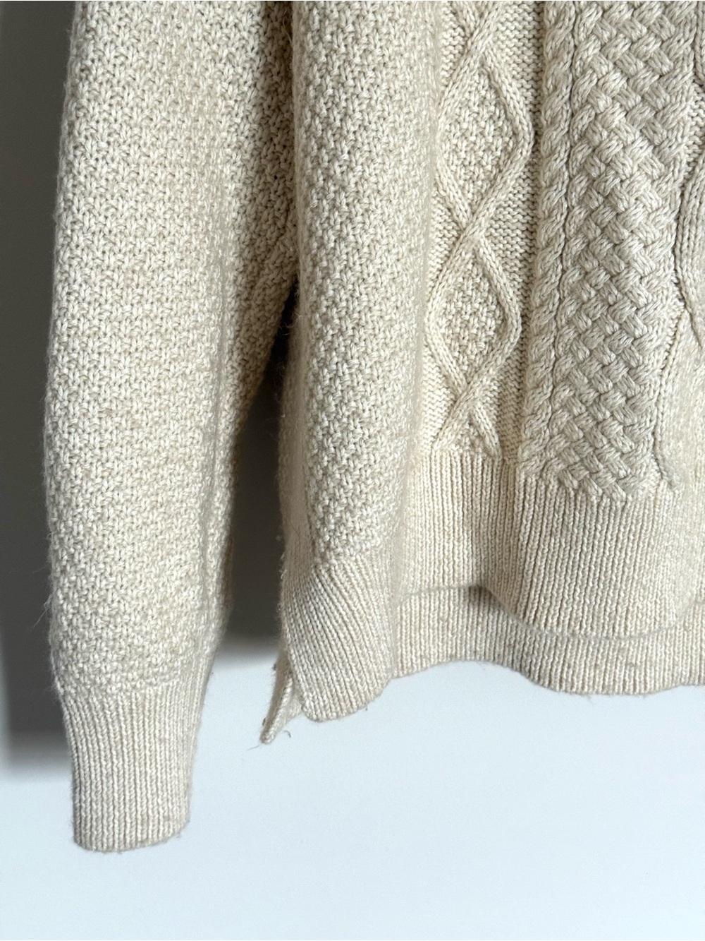 Polo Ralph Lauren Cream Ivory Cable Knit Crewneck Sweater XL - Picture 5 of 12